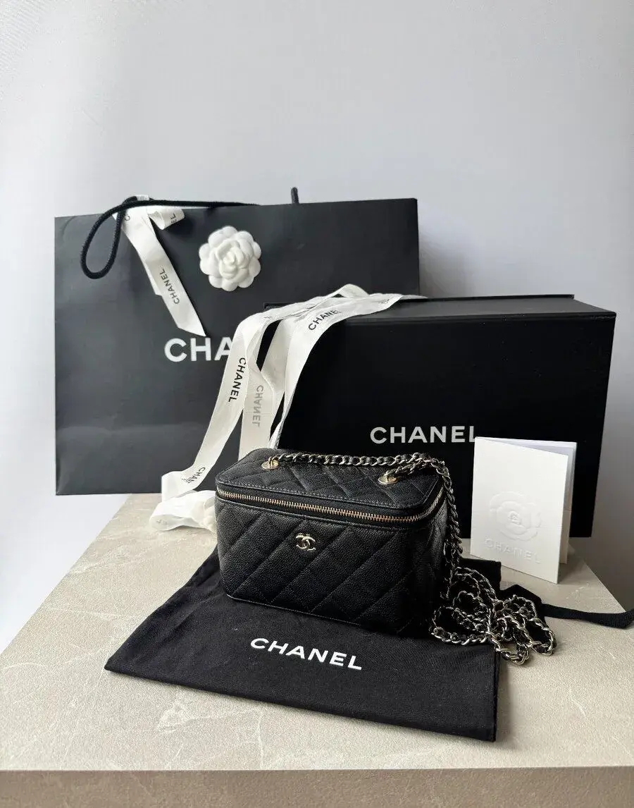 Originál CHANEL Vanity Caviar Bag čierna kabelka taška