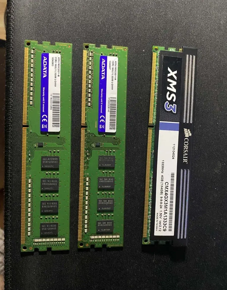 2x 2GB, 1x 4gb DDR3 PC RAM
