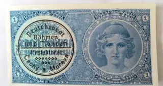 PROTEKTORÁT Č/M : 1-KORUNA 1938/1940(Strojová predtlač) UNC
