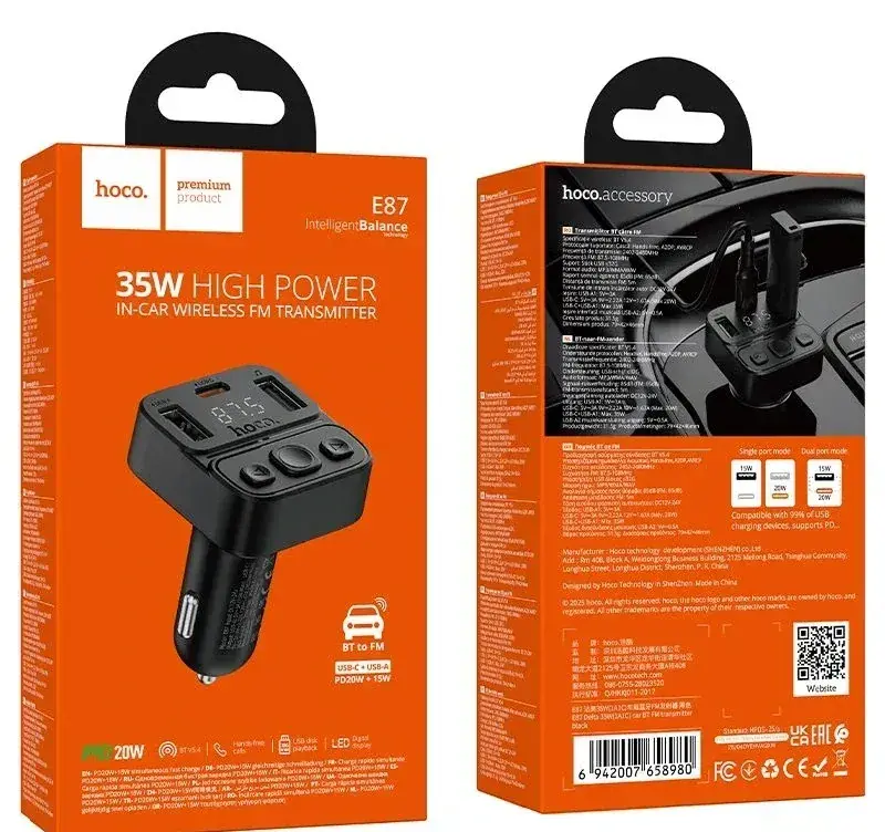 HOCO E87 35W Transmitter FM s autonabíjačkou