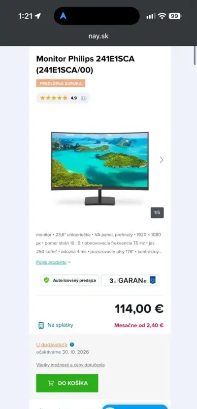 Monitor Philips 24” ešte v záruke