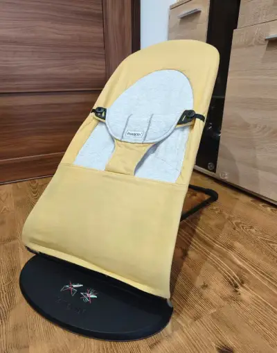 Babybjorn lehátko Soft + podbradník yellow grey cotton Jerse