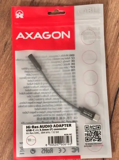 Hi-Res audio adaptér AXAGON USB-C -> jack 3.5 mm