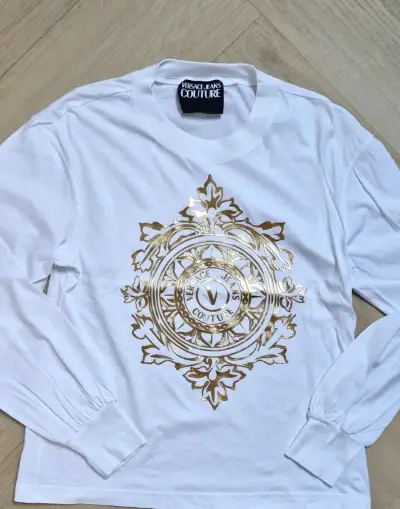 Versace Jeans Couture bielo zlaty top tricko dlhy rukav M