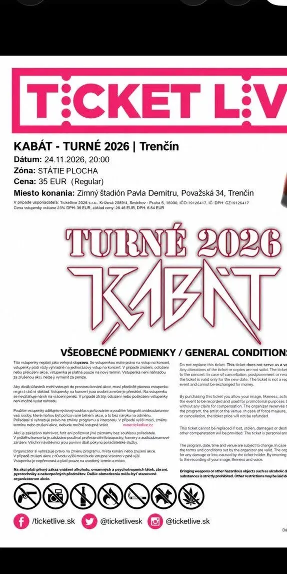 2 lístky na KABAT TRENČÍN