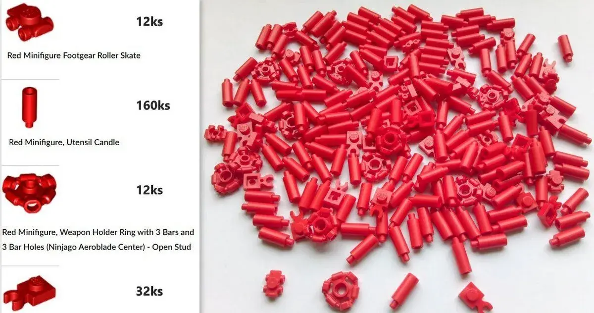 X6 Lego® Originál diely, červené (nové, nehrané, 216ks)