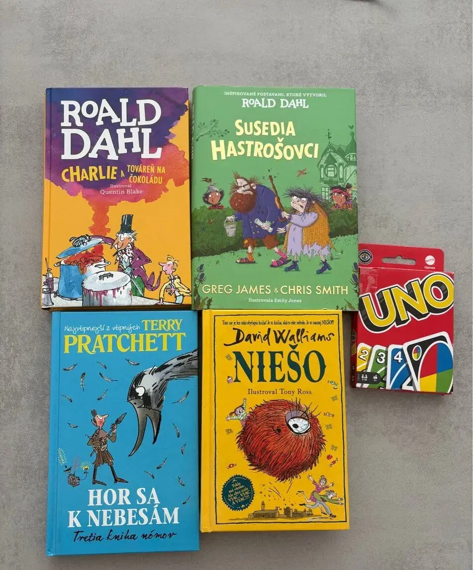 Detské knihy Roald Dahl a iné , uno hra