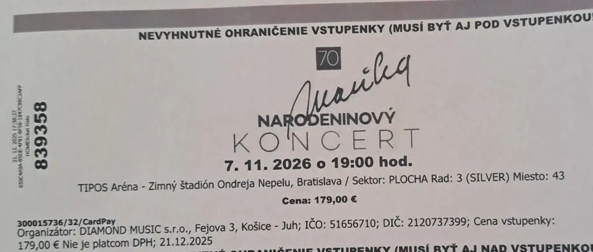 Lístky na narodeninový koncert Mariky Gombitovej