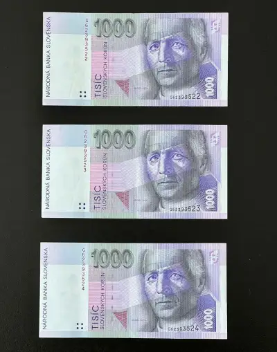slovenské bankovky / 1000 SK ( čísla za sebou , postupka )