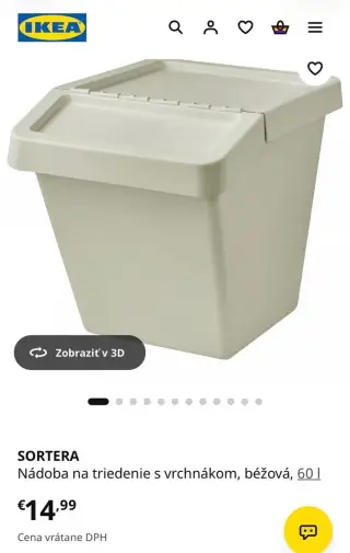 IKEA SORTERA – 3× veľký kôš na triedený odpad s vekom