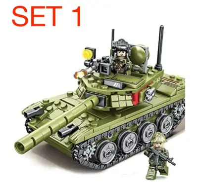Stavebnice tankov + postavičky - typ lego - nové