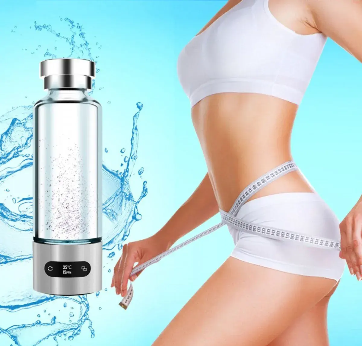 Fľaša na výrobu vodíkovej vody H2VODA HG-1201BT (bluetooth)