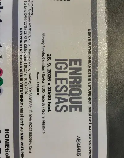 Enrique Iglesias 2 ks lístkov