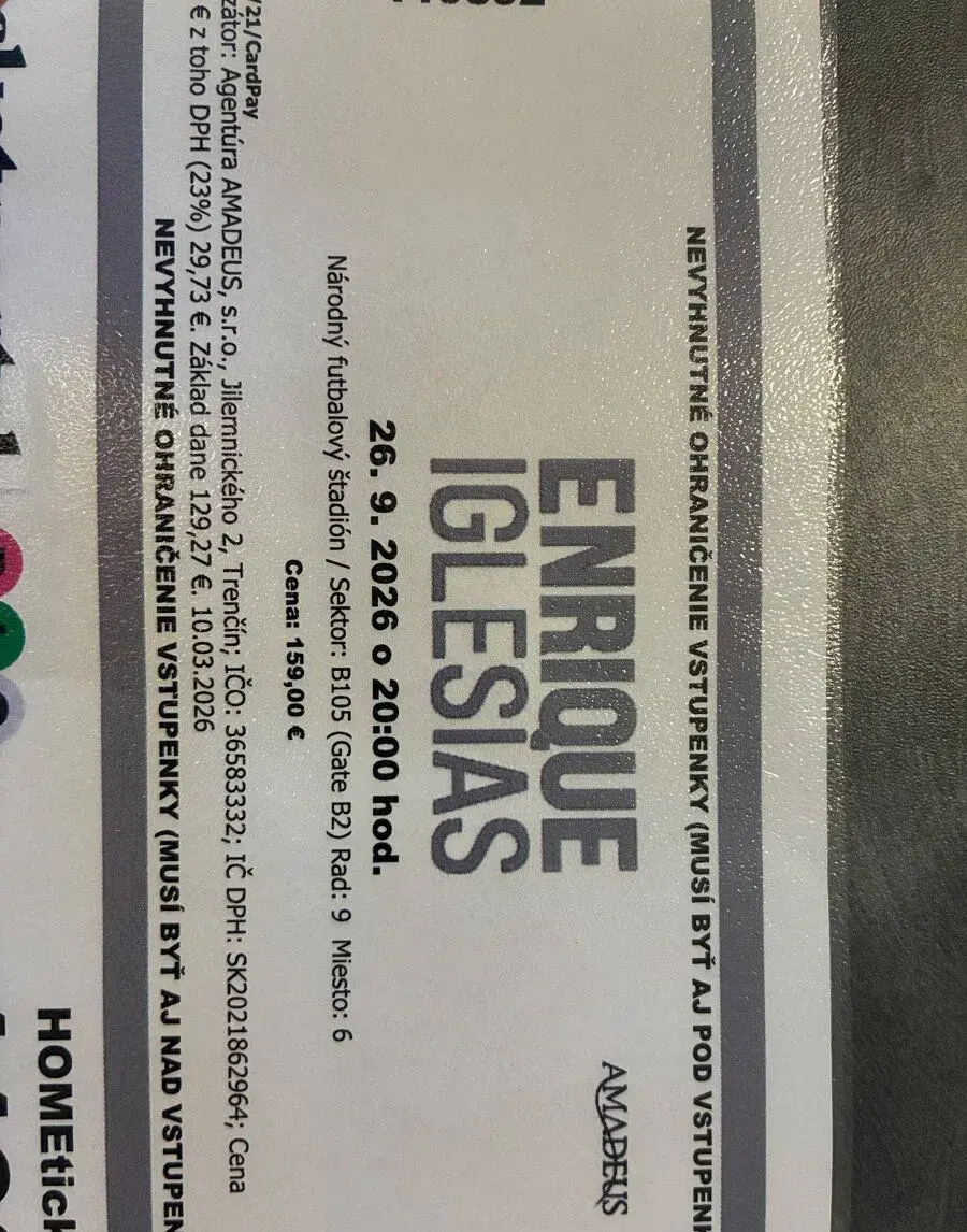 Enrique Iglesias 2 ks lístkov