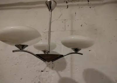 Luster biele 3 svetla retro cca 1960