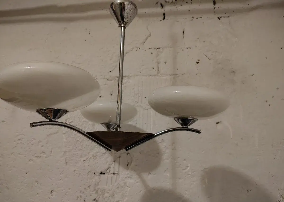 Luster biele 3 svetla retro cca 1960