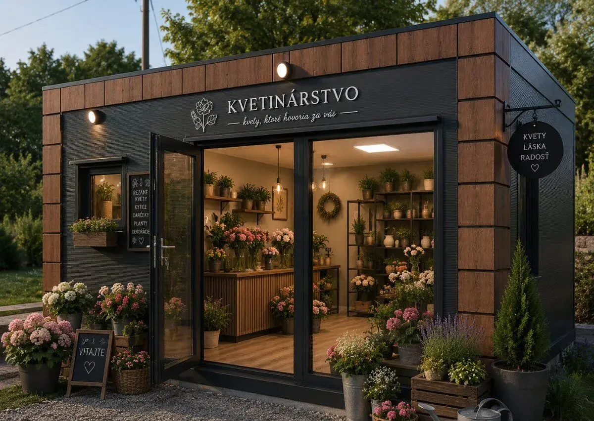 Kontajner 7x4 šírka Unimobunka. Bufet.Kvetinárstvo
