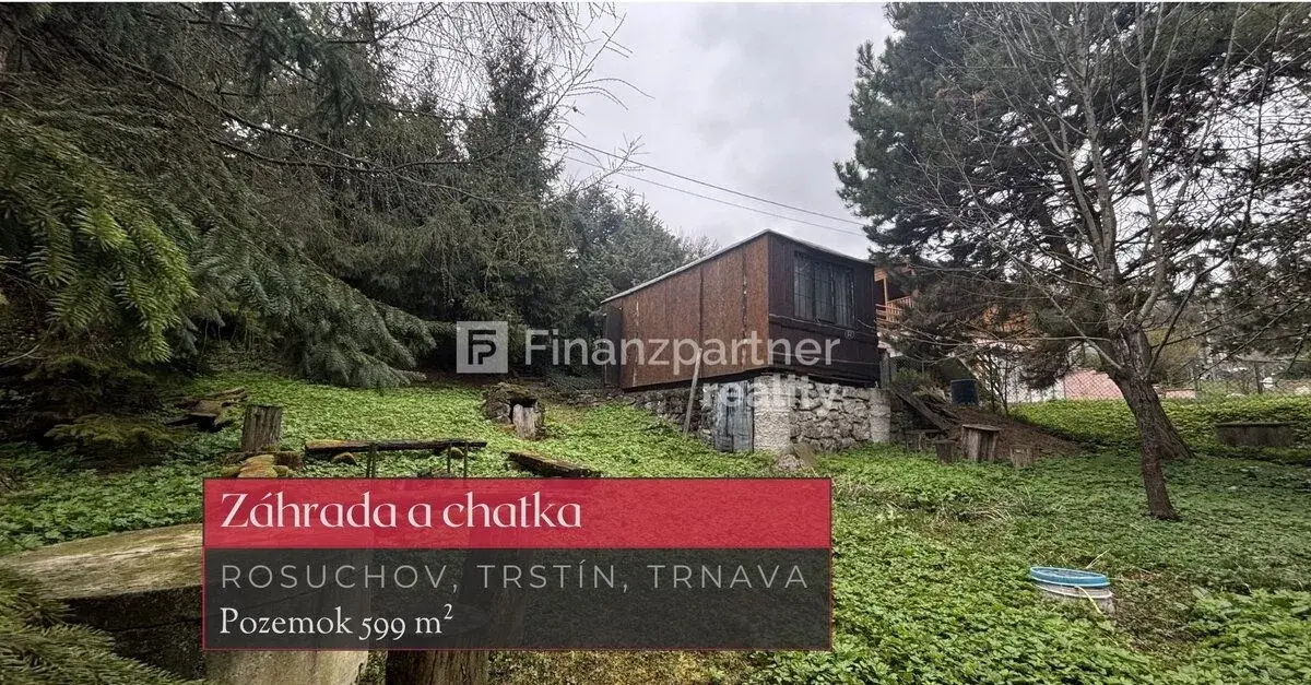 Záhrada a chatka v oblasti Rosuchov, Trstín, Trnava + 3D