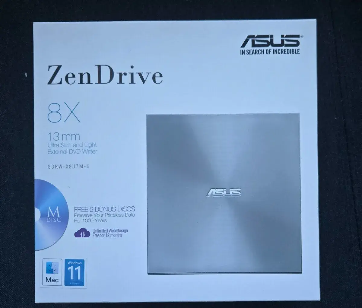 Externá ultra-slim DVD mechanika Asus SDRW-08U7M-U