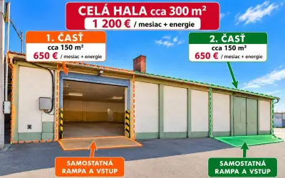 Na prenájom skladový priestor 300 m² – Veľká Mača