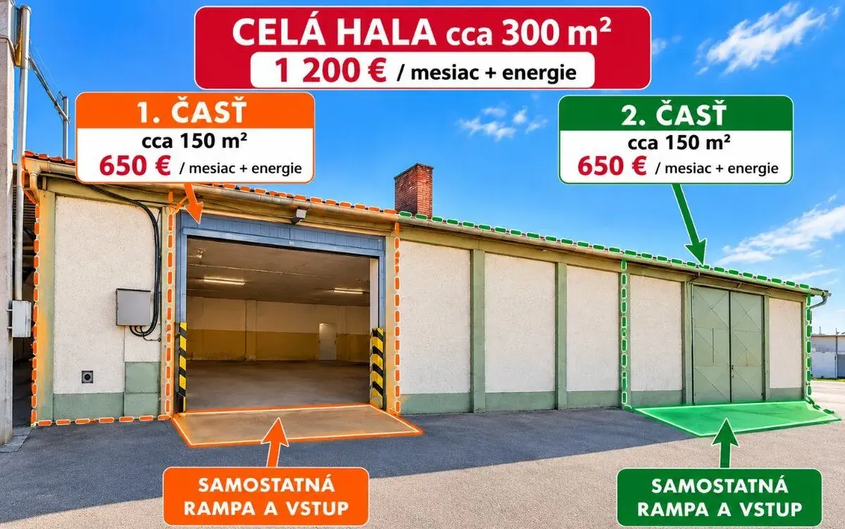 Na prenájom skladový priestor 300 m² – Veľká Mača