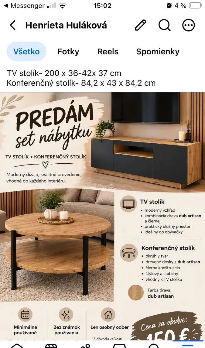 Skrinka pod TV a konferenčný stolík