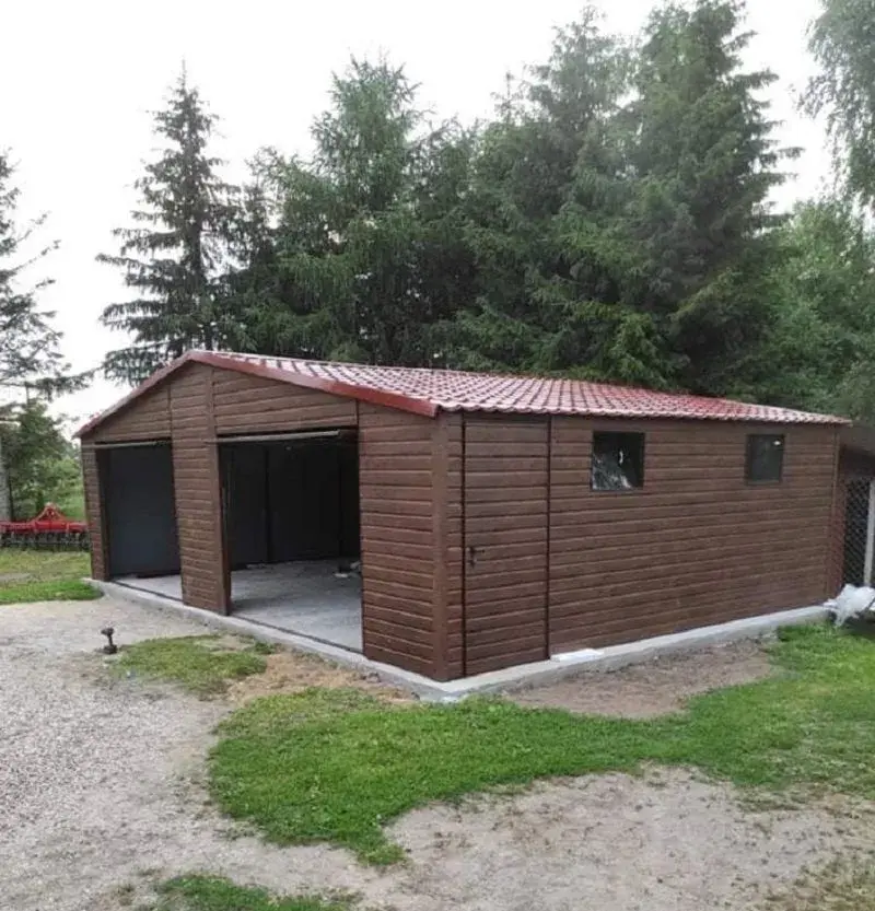 PLECHOVÁ GARÁŽ PREMIUM 8x7m IMITÁCIA DREVA