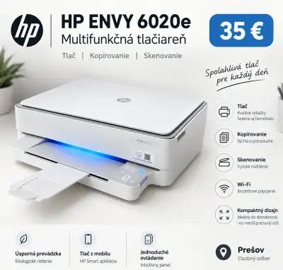 HP ENVY 6020e – farebná Wi-Fi tlačiareň, skener a kop