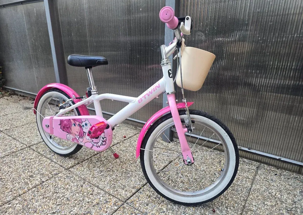Dievčenský bicykel B’TWIN Docto Girl 500 – 16" + košík