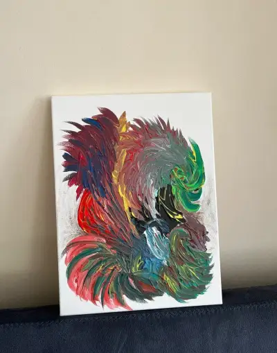 Originálny abstraktný obraz – Ohnivý vták | 30 × 40 cm