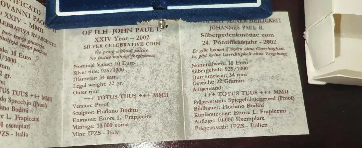 Vatikán proof 2002 - 10€ - Pontifikát Jána Pavla II.