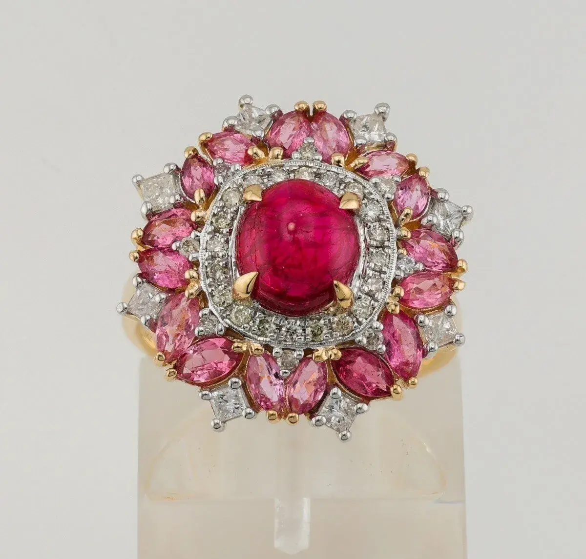 Koktejlový prsteň 14ct zlato, spinel 1,82ct, IGI