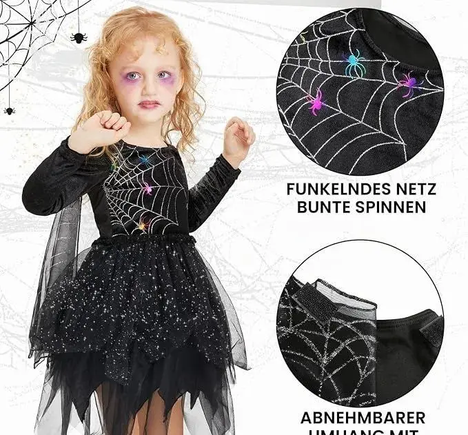 Dievčenský Halloween kostým bosorka - pavučina