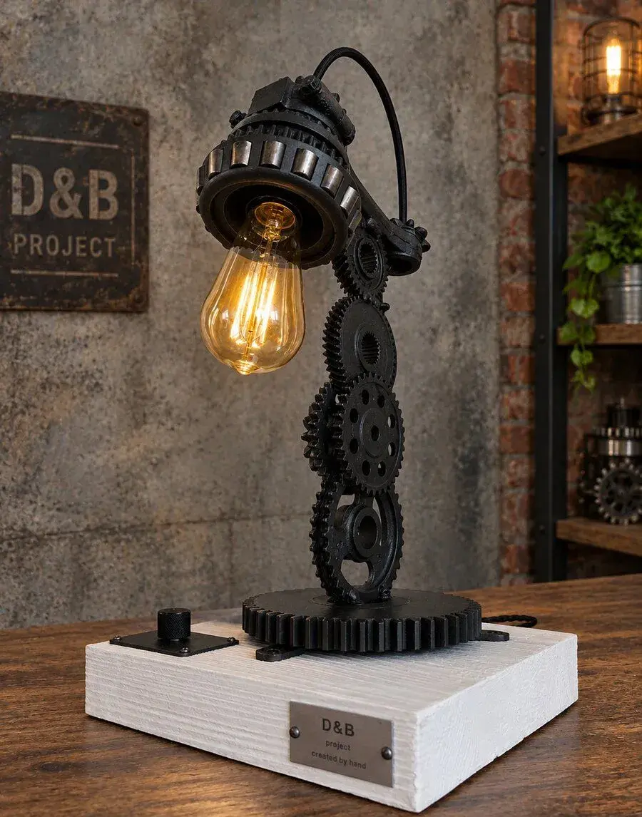 Industriálna lampa z ozubených kolies
