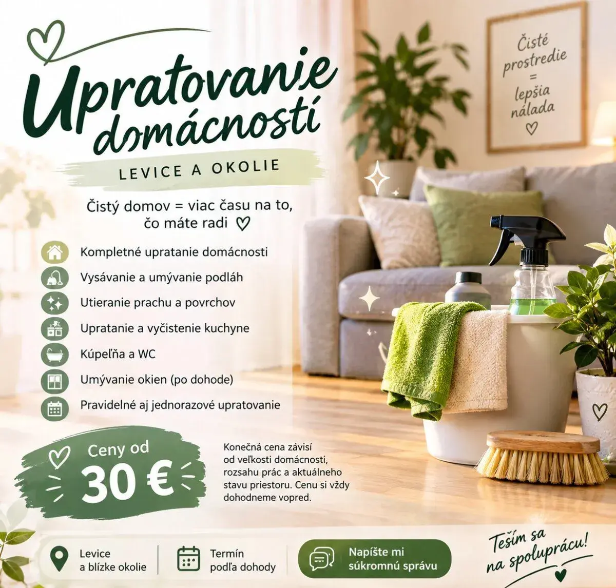 Upratovanie domácností bytov,domov Želiezovce,Levice okolie
