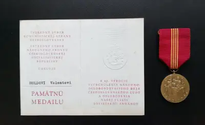 Pamätná medaila 40 výročie oslobodenia Československa soviet