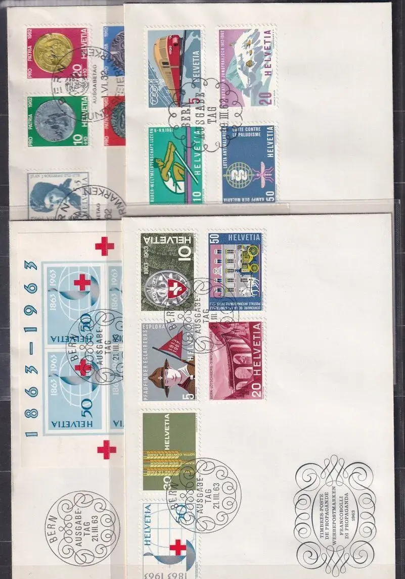 Švajčiarsko - takmer kompletná zbierka FDC 1962-1995