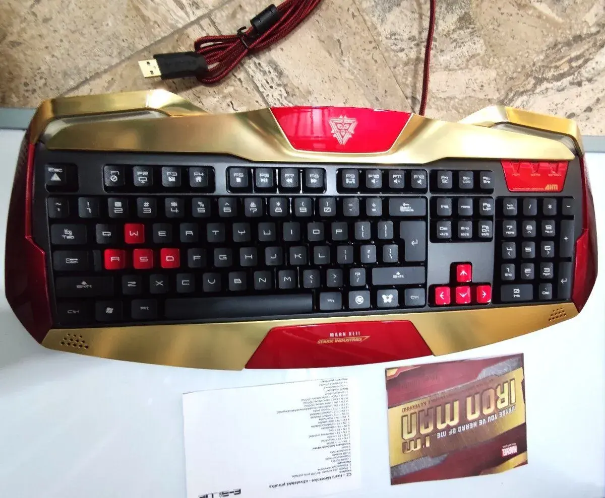 E-BLUE Iron Man 3 herná klávesnica EKM707GOUS