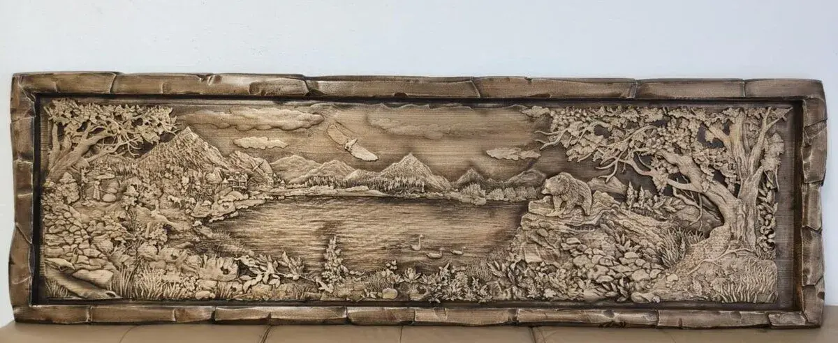 Drevený obraz 140×40cm,hr.4cm.