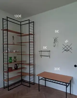 Regál, konferenčný stolík, polica, svietník