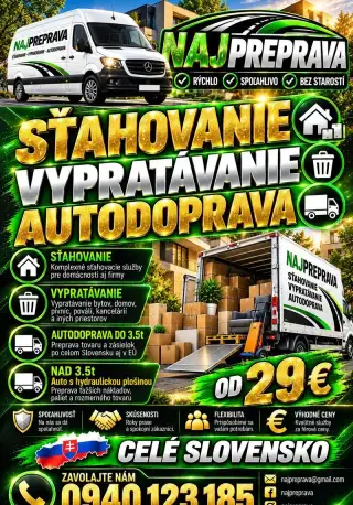 ✅ Sťahovanie, vypratávanie, preprava - naj ceny, naj služby✔