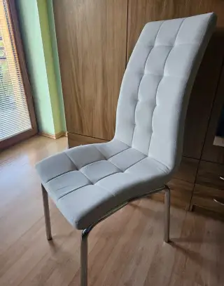 Jedálenská stolička, béžová Dulux Velvet látka/chróm