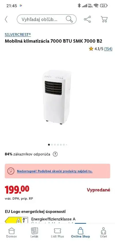 Mobilná klimatizácia Silver crest 7000
