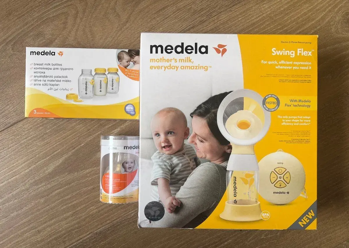 Medela Swing Flex elektrická odsávačka + fľaše + Calma