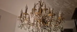 Mohutný mosadzný krištáľový luster 12 ramien / 18 svetiel