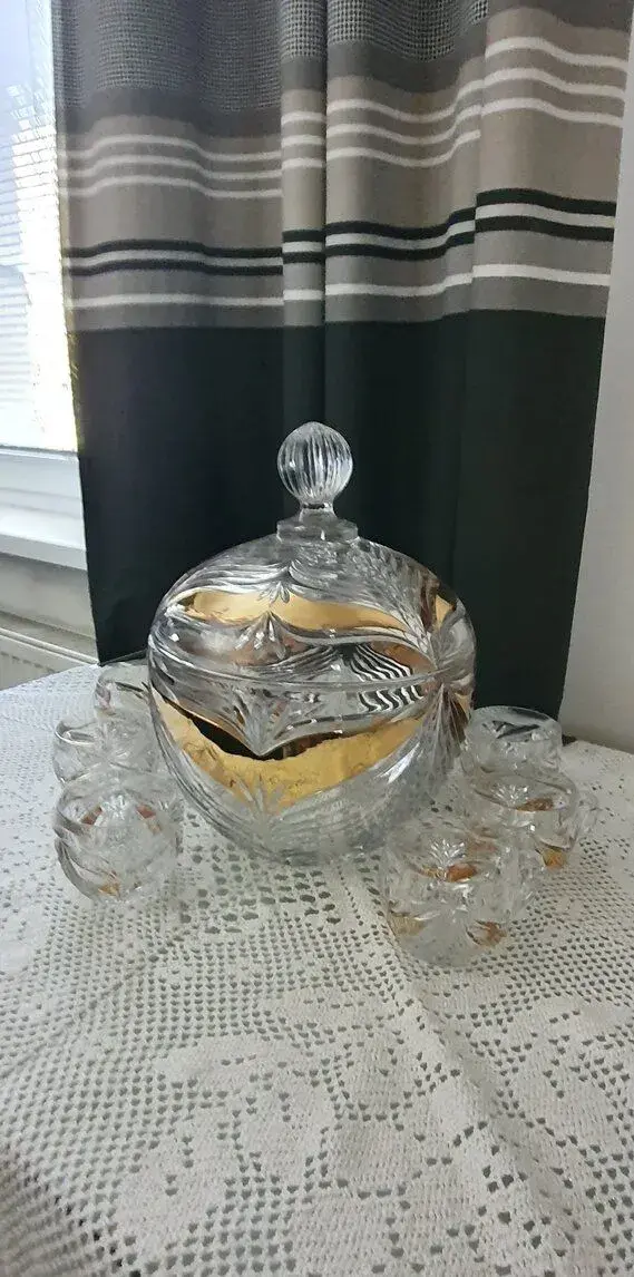 Luxusná vintage krištáľová súprava na bowle / punč