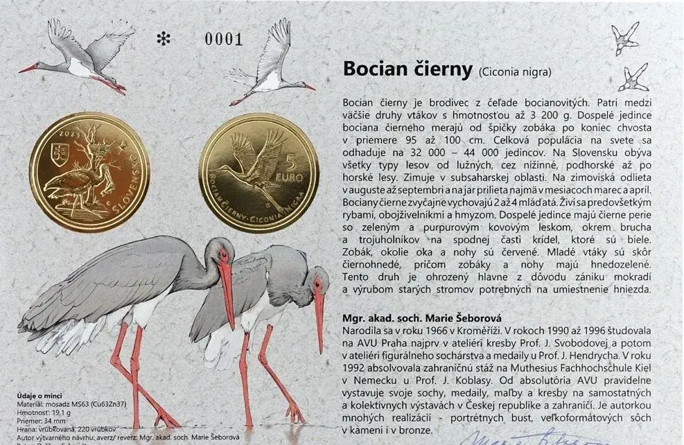 Autorská karta k 5€ minciam Slovensko / 5 euro mince.