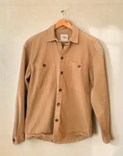 Overshirt / košeľová bunda Zara Relaxed Fit, béžová, S