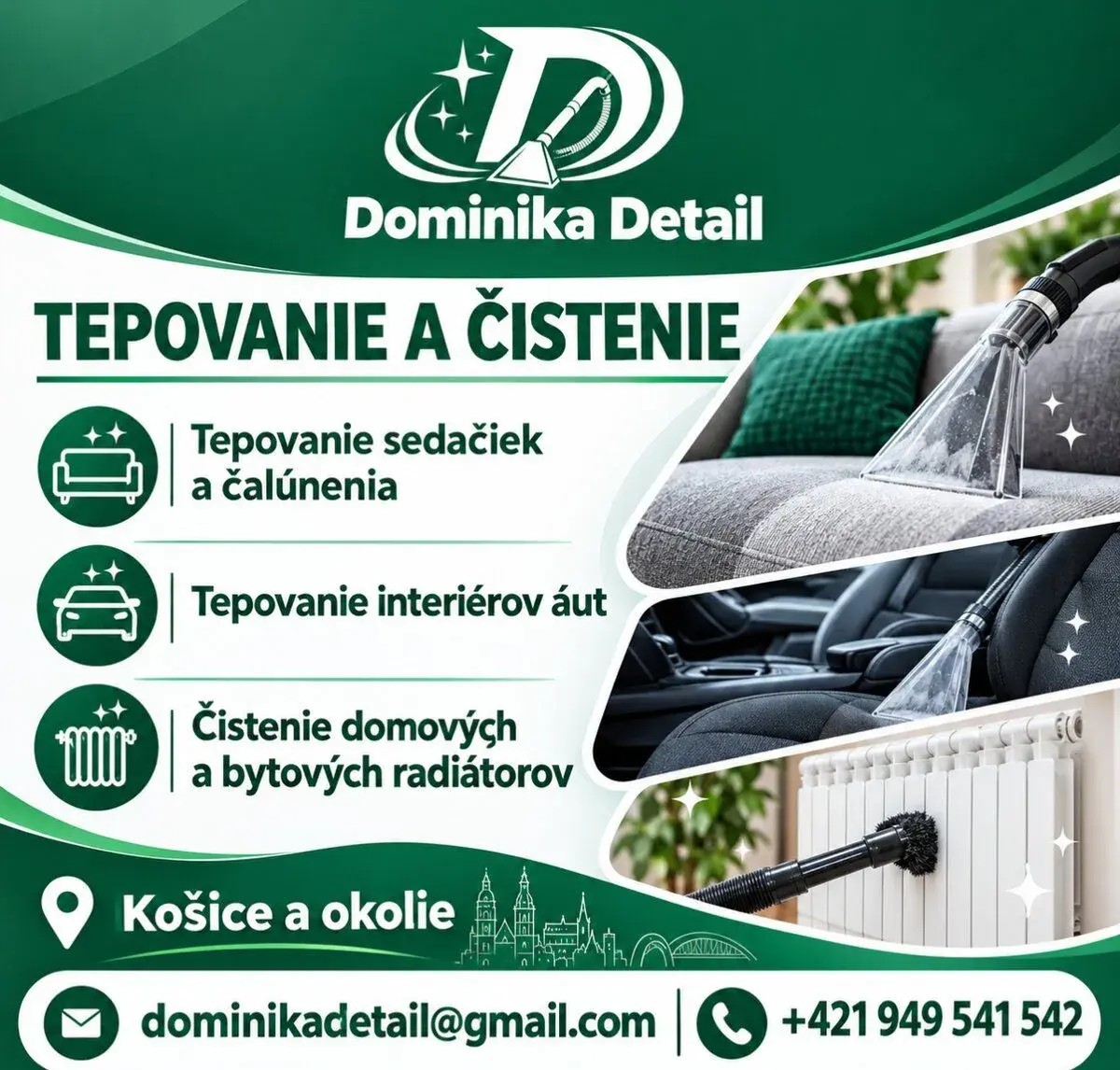 tepovanie interiérov vozidiel,domácností čistenier adiátorov