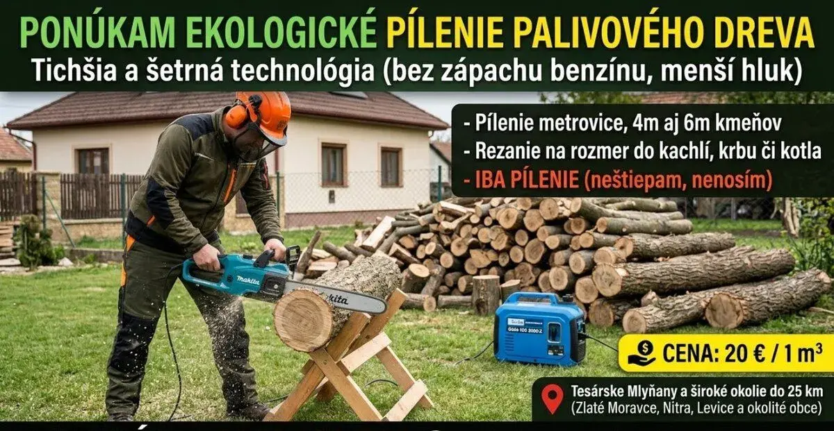 🌿 K dispozícii: EKOLOGICKÉ PÍLENIE PALIVOVÉHO DREVA 🌿